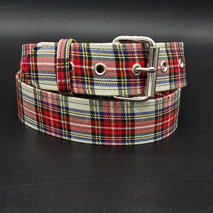 BT100-175 PLAID WHITE  PUNK  1 3/4" PLAIN BELT