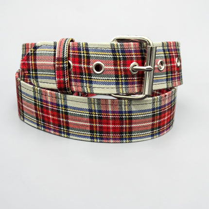 BT100-175 PLAID WHITE  PUNK  1 3/4" PLAIN BELT