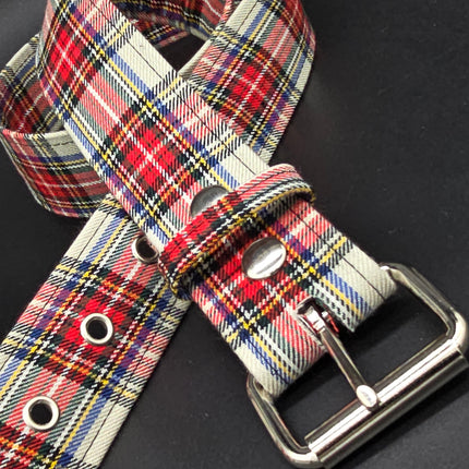 BT100-175 PLAID WHITE  PUNK  1 3/4" PLAIN BELT