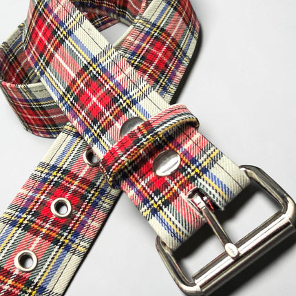 BT100-175 PLAID WHITE  PUNK  1 3/4" PLAIN BELT