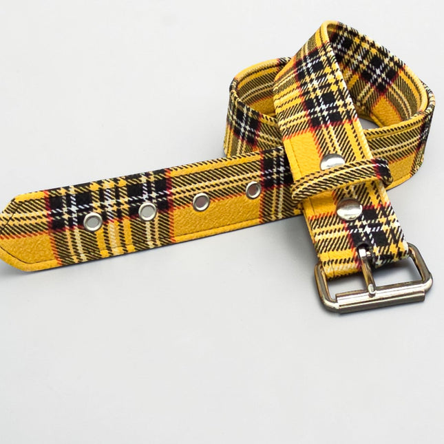 BT100-175 PLAID YELLOW   PUNK  1 3/4" PLAIN BELT