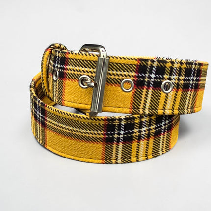 BT100-175 PLAID YELLOW   PUNK  1 3/4" PLAIN BELT