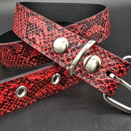 BT100SN-125RED  RED SNAKE 1 1/4" WIDE PLAIN BELT
