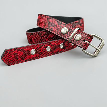 BT100SN-125RED  RED SNAKE 1 1/4" WIDE PLAIN BELT