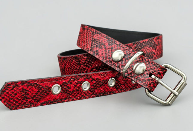 BT100SN-125RED  RED SNAKE 1 1/4" WIDE PLAIN BELT