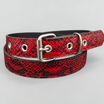 BT100SN-125RED  RED SNAKE 1 1/4" WIDE PLAIN BELT