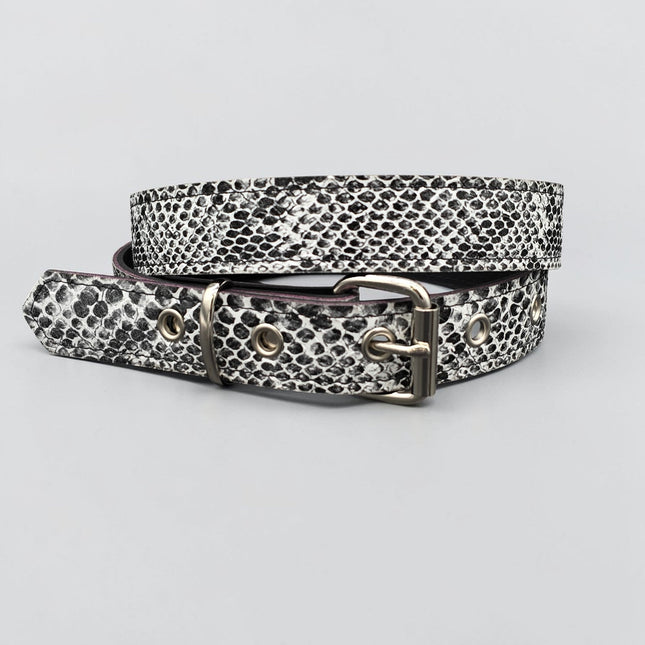 BT100SN-125WHT WHITE PYTHIN SNAKE 1 1/4" WIDE BELT