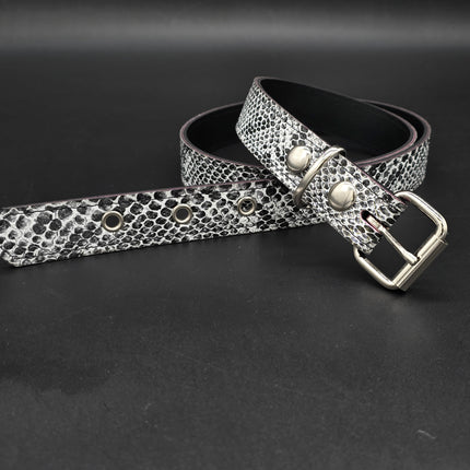 BT100SN-125WHT WHITE PYTHIN SNAKE 1 1/4" WIDE BELT