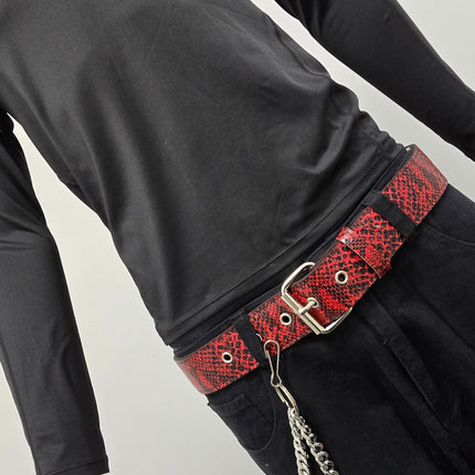 BT100SN-175RD  RED SNAKE PYTHON  PLAIN BELT