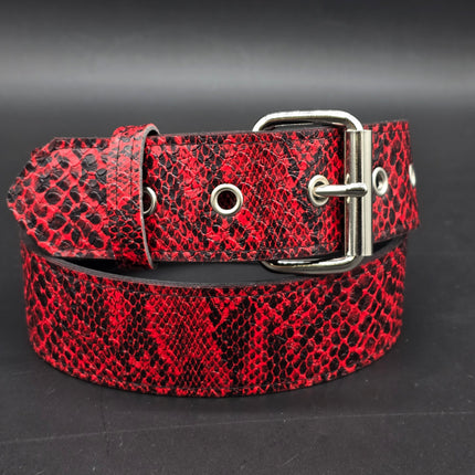 BT100SN-175RD  RED SNAKE PYTHON  PLAIN BELT