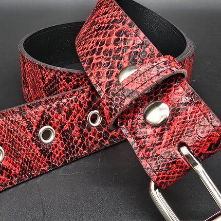 BT100SN-175RD  RED SNAKE PYTHON  PLAIN BELT