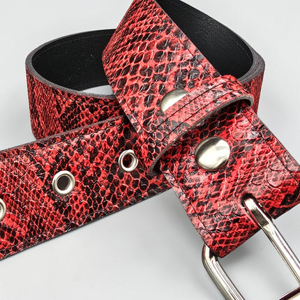 BT100SN-175RD  RED SNAKE PYTHON  PLAIN BELT
