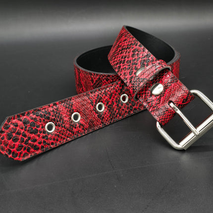 BT100SN-175RD  RED SNAKE PYTHON  PLAIN BELT