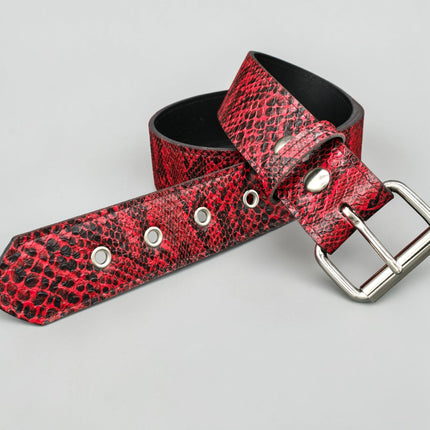BT100SN-175RD  RED SNAKE PYTHON  PLAIN BELT