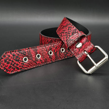 BT100SN-175RD  RED SNAKE PYTHON  PLAIN BELT