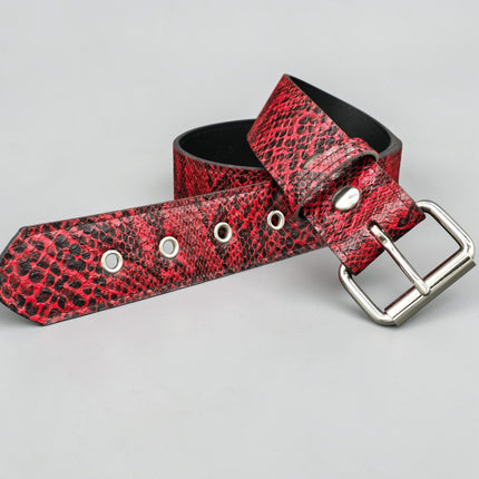 BT100SN-175RD  RED SNAKE PYTHON  PLAIN BELT