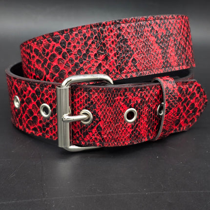 BT100SN-175RD  RED SNAKE PYTHON  PLAIN BELT
