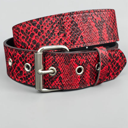 BT100SN-175RD  RED SNAKE PYTHON  PLAIN BELT