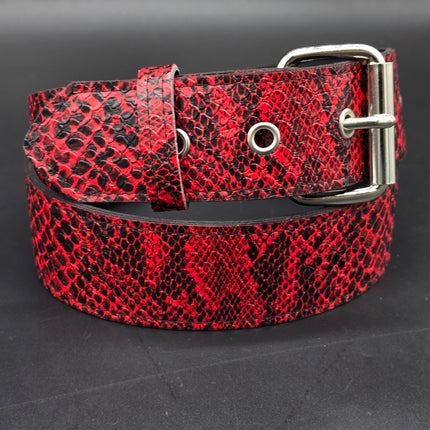 BT100SN-175RD  RED SNAKE PYTHON  PLAIN BELT