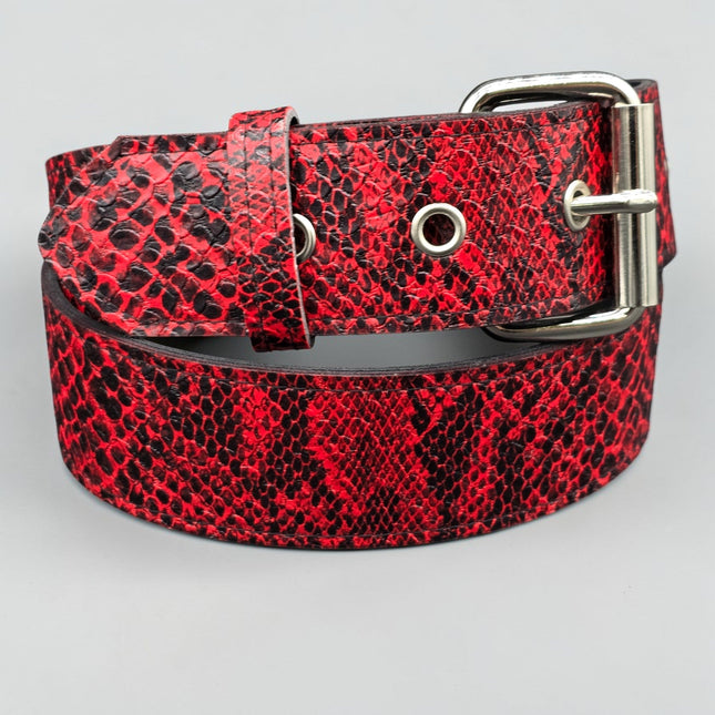BT100SN-175RD  RED SNAKE PYTHON  PLAIN BELT