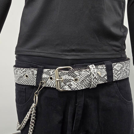 BT100SN-WHT -WHITE SNAKE PYTHON 1 3/4" WIDE PLAIN BELT