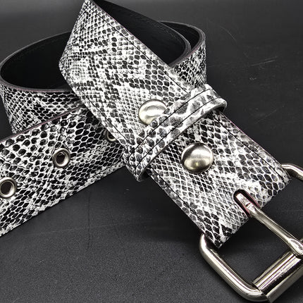 BT100SN-WHT -WHITE SNAKE PYTHON 1 3/4" WIDE PLAIN BELT