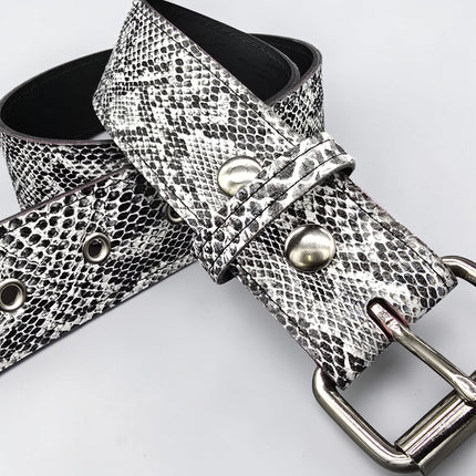 BT100SN-WHT -WHITE SNAKE PYTHON 1 3/4" WIDE PLAIN BELT