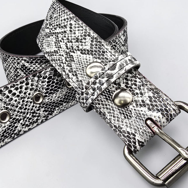 BT100SN-WHT -WHITE SNAKE PYTHON 1 3/4" WIDE PLAIN BELT