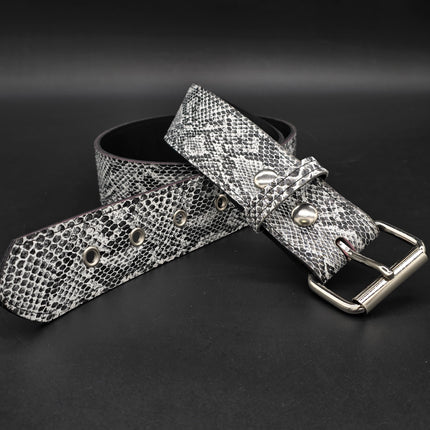 BT100SN-WHT -WHITE SNAKE PYTHON 1 3/4" WIDE PLAIN BELT