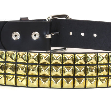 BT104-BRS 3 ROW 1/2" PYRAMID STUDS BELT, 1 3/4" WIDE