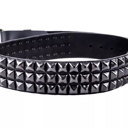 BT104VG-BS  VEGAN LEATHER THREE ROW PYRAMID BELT