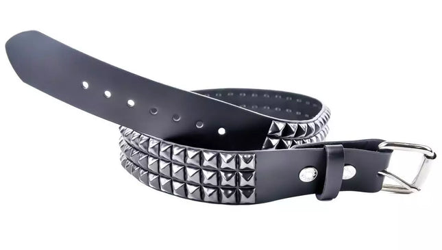 BT104VG-BS  VEGAN LEATHER THREE ROW PYRAMID BELT