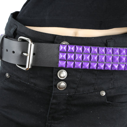 BT104-PR PURPLE PYRAMID STUDDED BELT, 1 3/4" WIDE