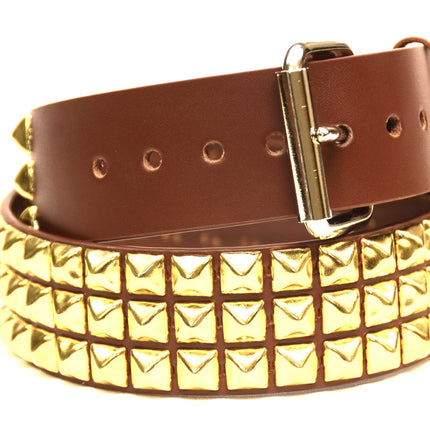 BT104-BRN 3 ROW 1/2" PYRAMID STUD BELT