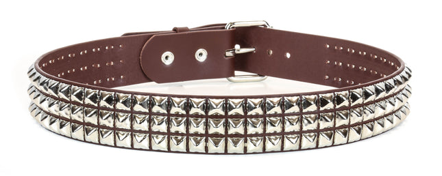 BT104-BRN 3 ROW 1/2" PYRAMID STUD BELT
