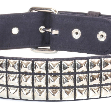 BT104C-BLK CANVAS 3 ROW 1/2" PYRAMID STUD BELT