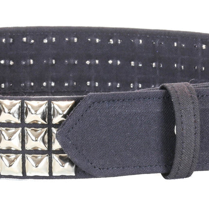 BT104C-BLK CANVAS 3 ROW 1/2" PYRAMID STUD BELT