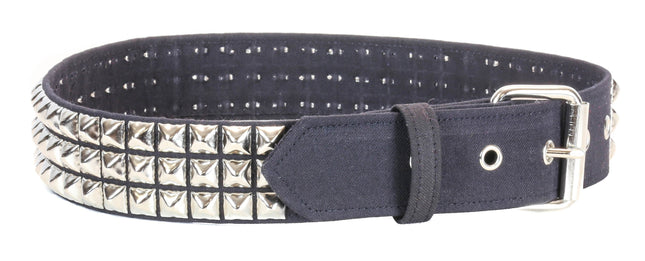 BT104C-BLK CANVAS 3 ROW 1/2" PYRAMID STUD BELT