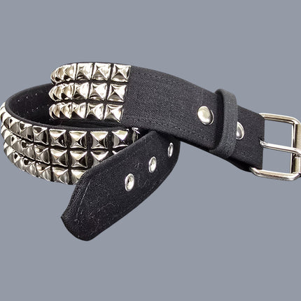BT104C-BLK CANVAS 3 ROW 1/2" PYRAMID STUD BELT
