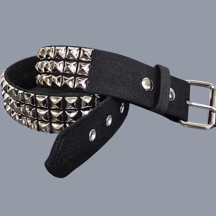 BT104C-BLK CANVAS 3 ROW 1/2" PYRAMID STUD BELT