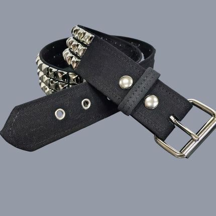 BT104C-BLK CANVAS 3 ROW 1/2" PYRAMID STUD BELT