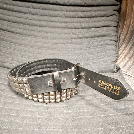 BT104  3 ROW PYRAMID STUDDED BELT