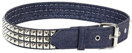 BT104-DENIM 3 ROW 1/2" PYRAMID STUD BELT
