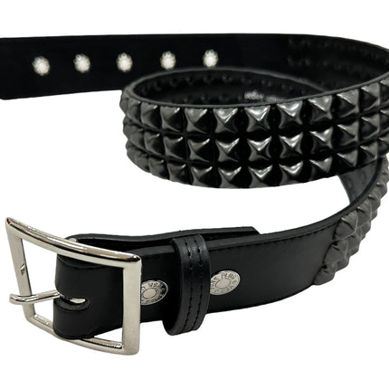 BT104VG-BS  VEGAN 3 ROW PYRAMID STUD BELT -GARRISON ARMY BUCKLE