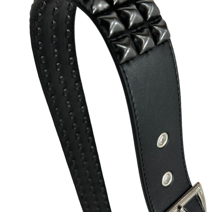 BT104VG-BS  VEGAN 3 ROW PYRAMID STUD BELT -GARRISON ARMY BUCKLE