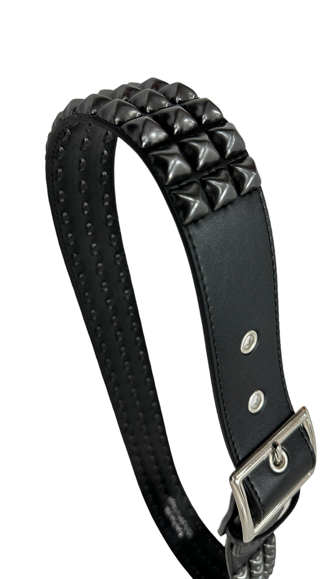 BT104VG-BS  VEGAN 3 ROW PYRAMID STUD BELT -GARRISON ARMY BUCKLE