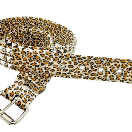 BT104L-JAGUAR  FUZZY LEOPARD STUDDED BELT
