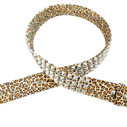 BT104L-JAGUAR  FUZZY LEOPARD STUDDED BELT