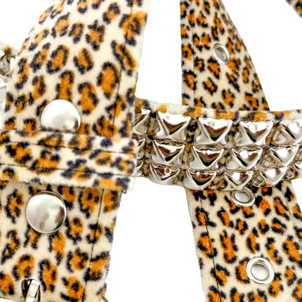 BT104L-LEOPARD FUZZY FABRIC STUDDED BELT