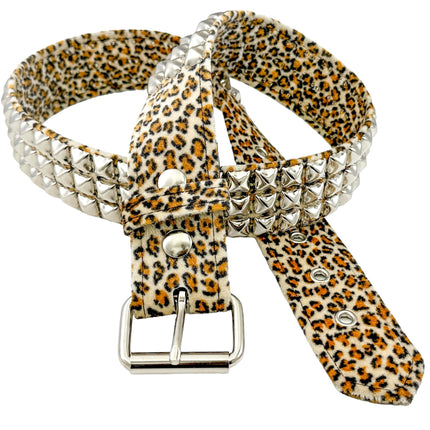 BT104L-JAGUAR  FUZZY LEOPARD STUDDED BELT